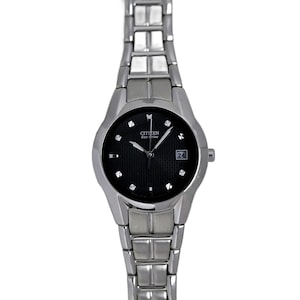 Citizen Eco-Drive Women&#39;s Paradigm Black Dial Stainless Steel Watch EW1410-50E
