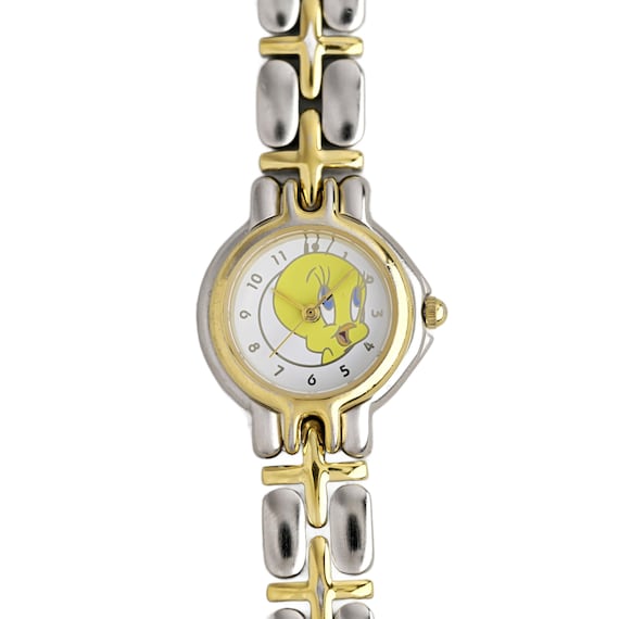 Warner Bros Tweety Bird Two-tone White Dial Metal Bracelet Watch