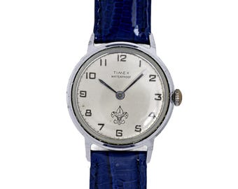 Timex Sprite American Scouts Badge Watch 1970 Silver Dial 