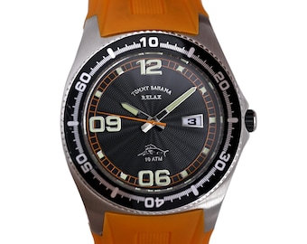 Tommy Bahama Relax Watch Orange Men's 47mm Silver Tone