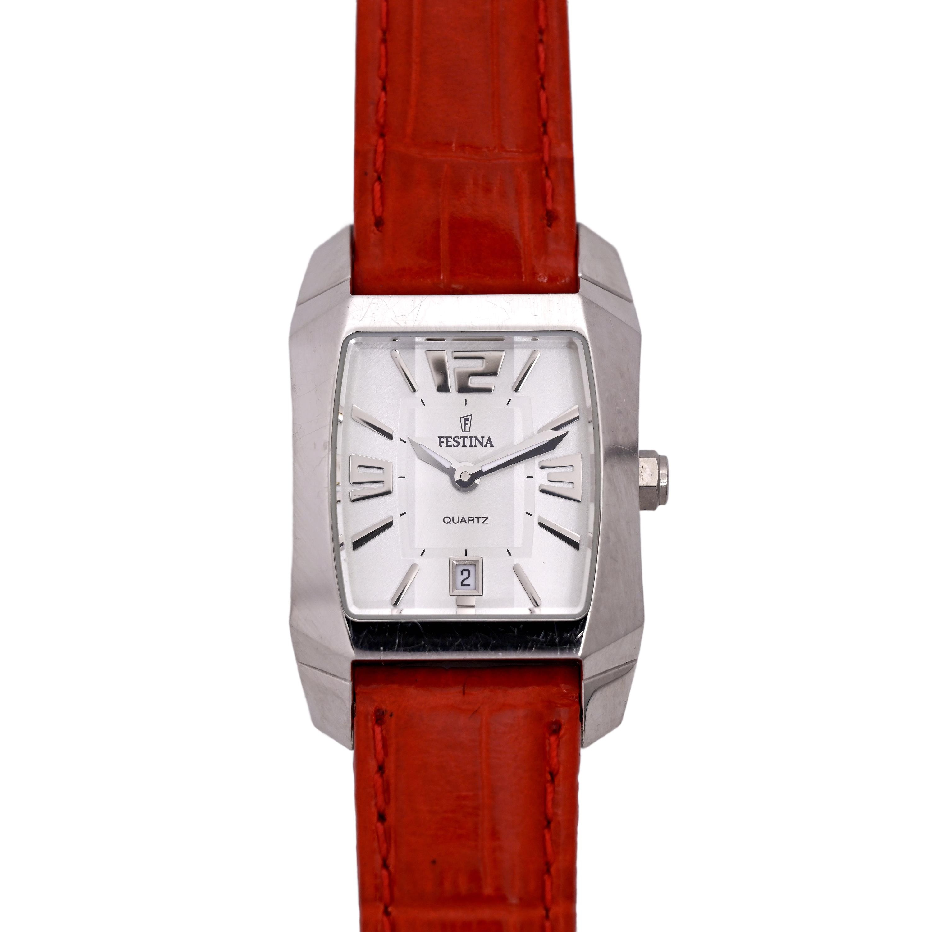 Festina Tank Swiss White Dial 25mm Ladies Watch Red Genuine  display picture 2