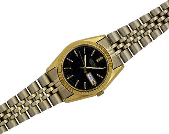 Seiko Vintage 1990's Ladies Quartz Two Tone Black Dial Wrist