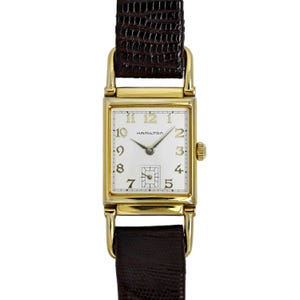 Hamilton Wilshire Vintage 1983 Reissue 18k Gold Plated Watch Drivers Tank Watch