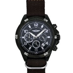 Invicta Pilot Chronograph Black Dial Men&#39;s 45mm Quartz Wrist Watch Brown Nato