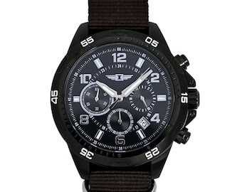 Invicta Pilot Chronograph Black Dial Men's 45mm Quartz Wrist Watch Brown Nato
