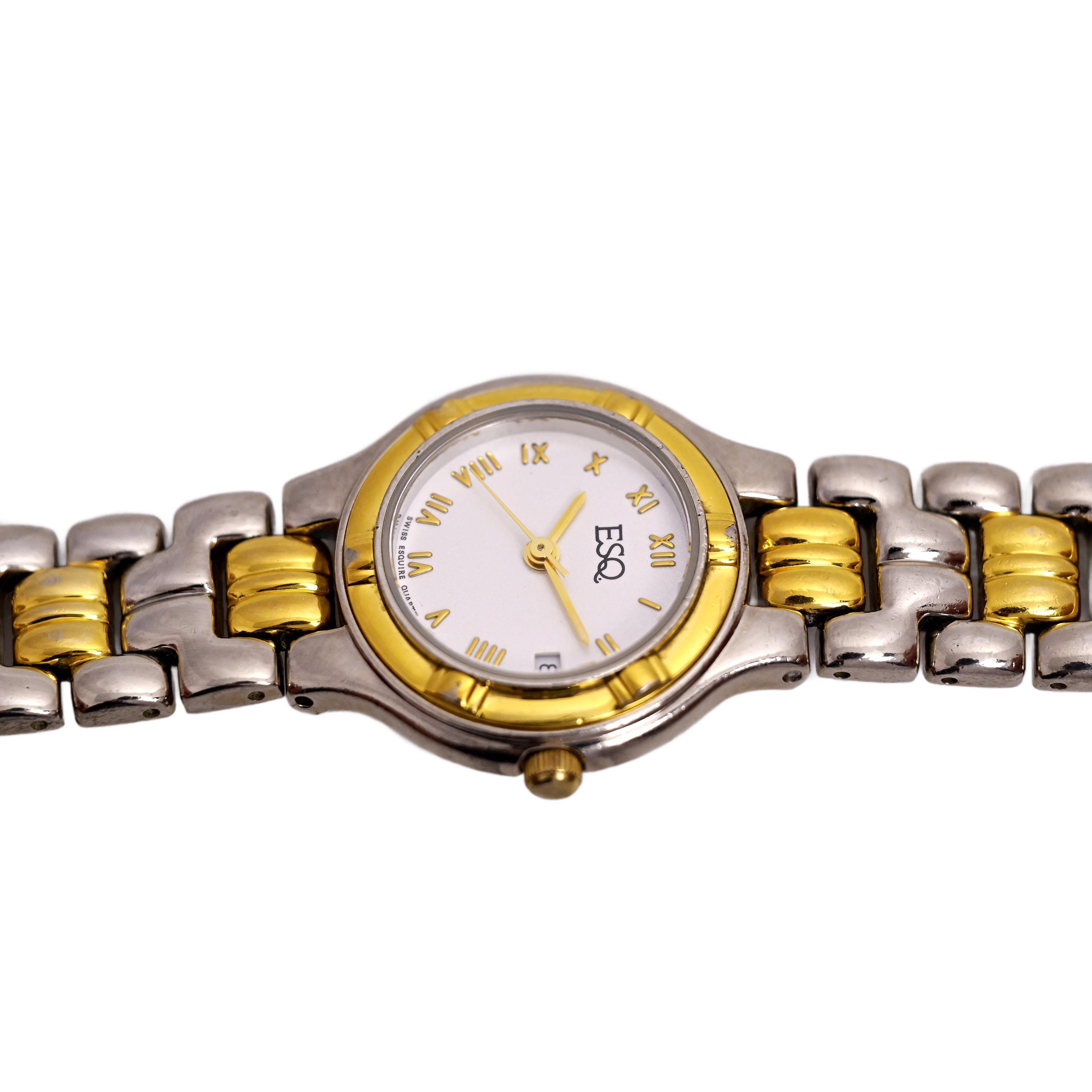 ESQ Movado Vintage Stainless Steel Two Tone Watch 100625 - Etsy display picture 2