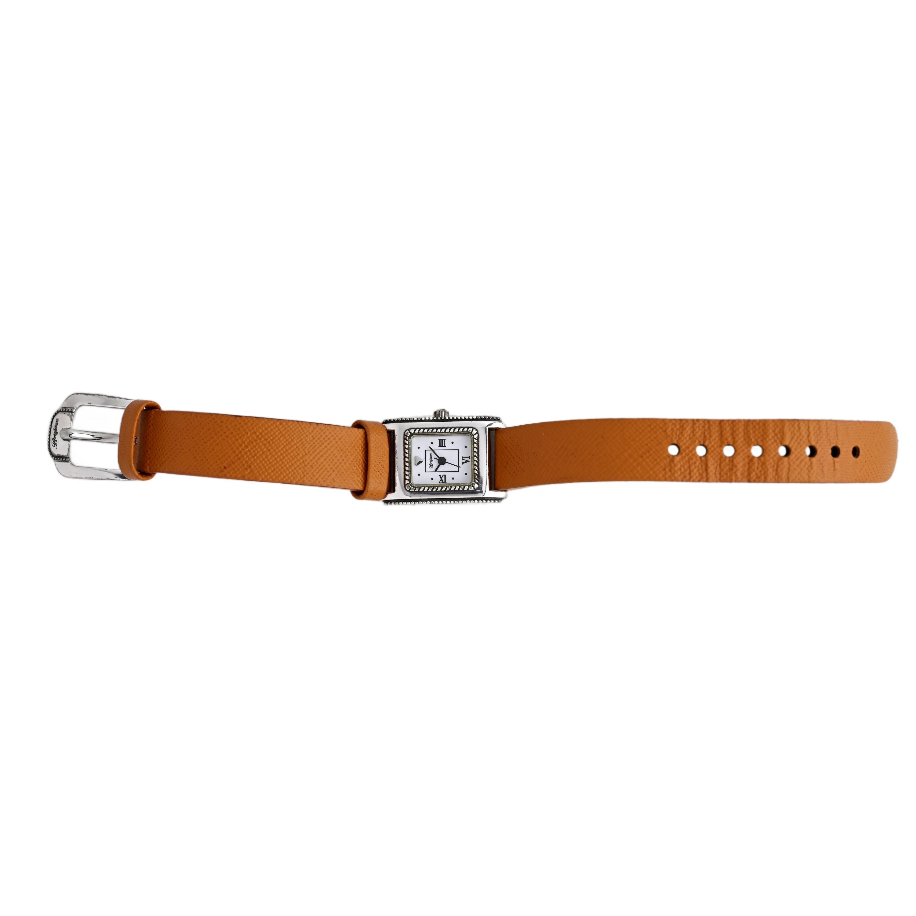 Brighton Lancaster Watch Brown Leather Silver Roman Numbers Brighton W10473 Montecito Reversible Leather Watch - The  main image 4