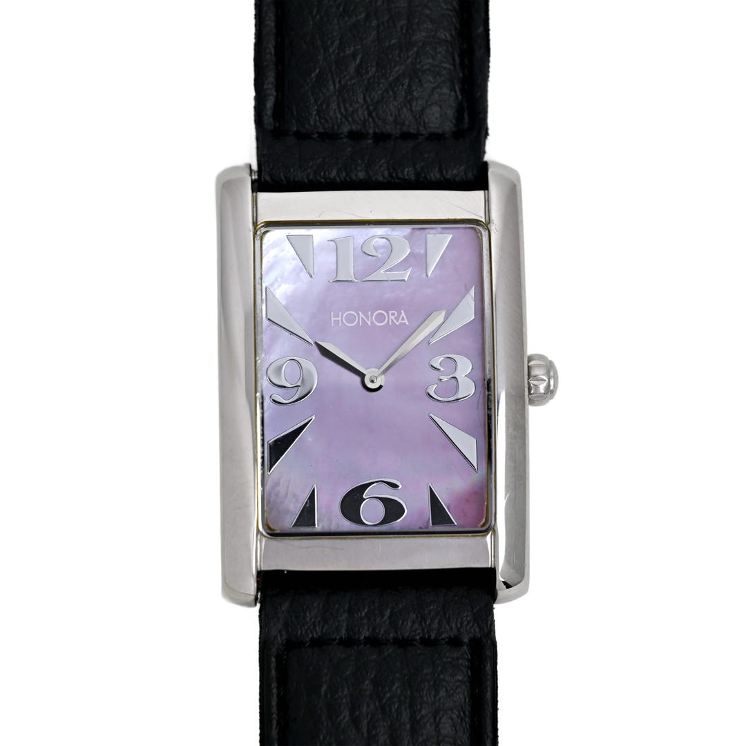 Honora Tank Wrist Watch Large Size Purple MOP Dial Swiss  display picture 1