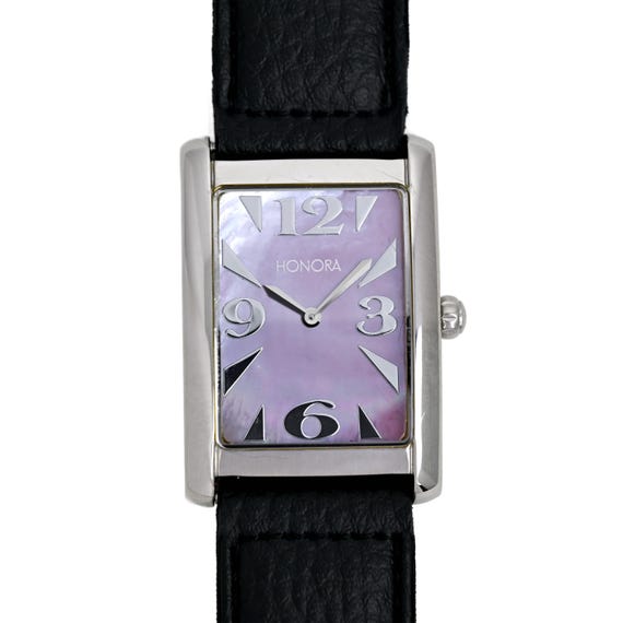 Honora Tank Wrist Watch Large Size Purple MOP Dial Swiss  display picture 1