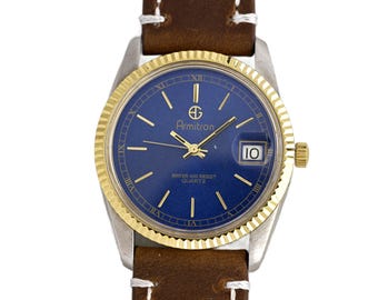 Armitron heren tweekleurige blauwe wijzerplaat datum bruine leren band waterbestendig horloge