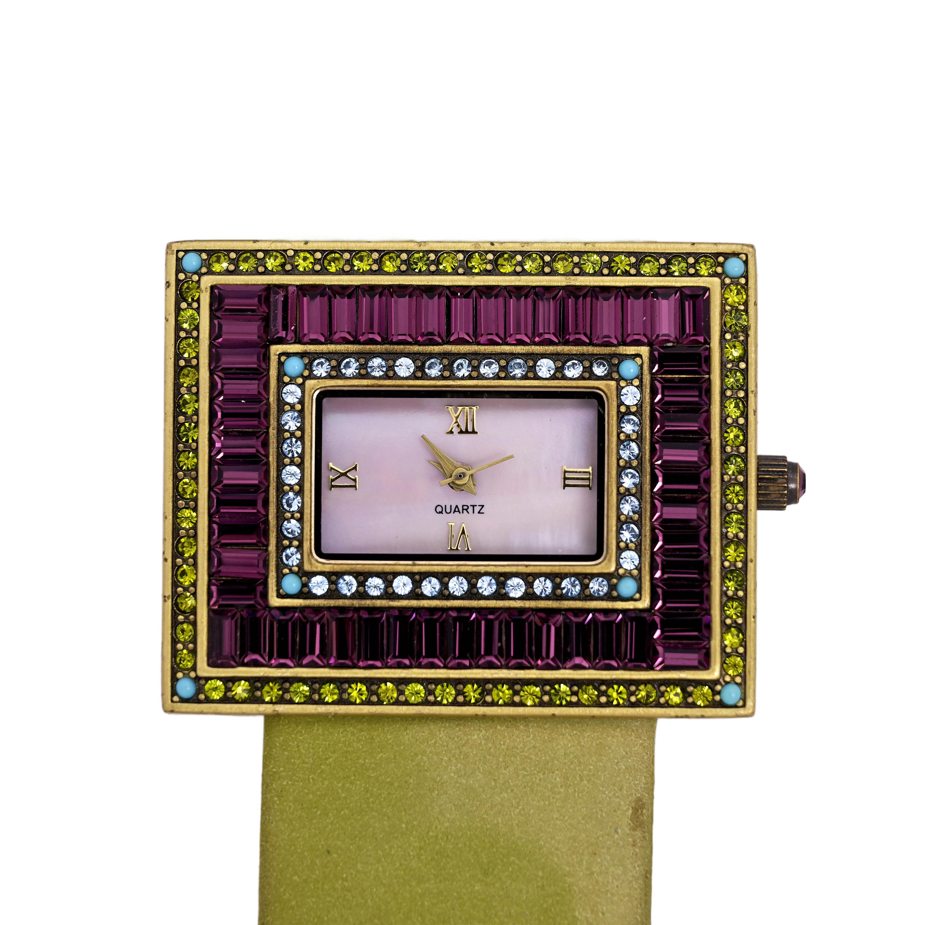 Heidi Daus Amethyst and Gold Watch with Emerald Details Heidi Daus Watches - Etsy main image 2