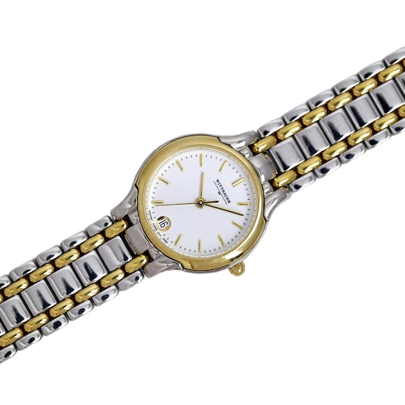 Ladies Vintage Silver-Tone Bracelet Watch in Gold Dial Wittnauer Vintage Wittnauer Ladies Gold Plated Vintage Swiss Date Watch Silver  main image 3