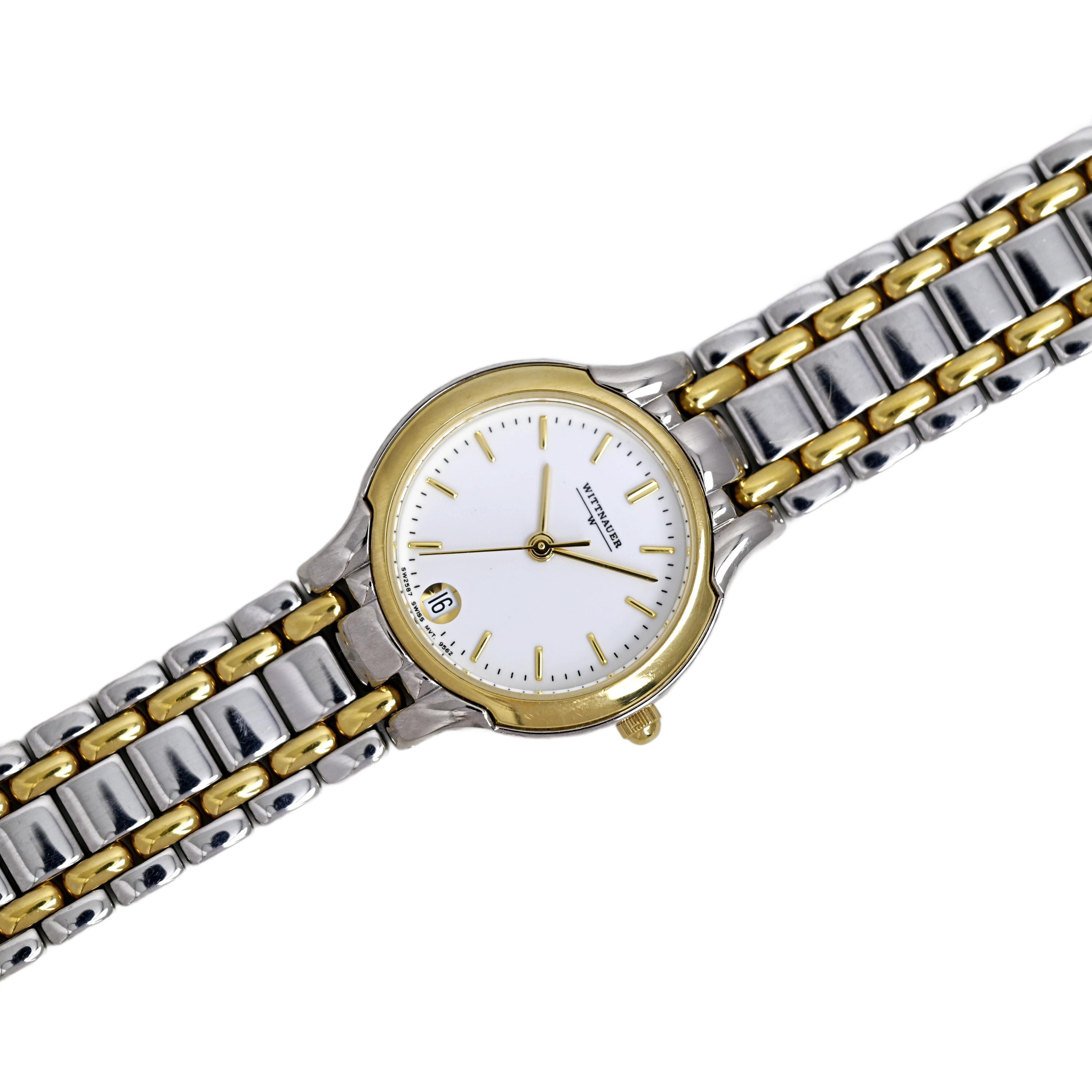 Wittnauer Ladies Gold Plated Vintage Swiss Date Watch Silver  display picture 2