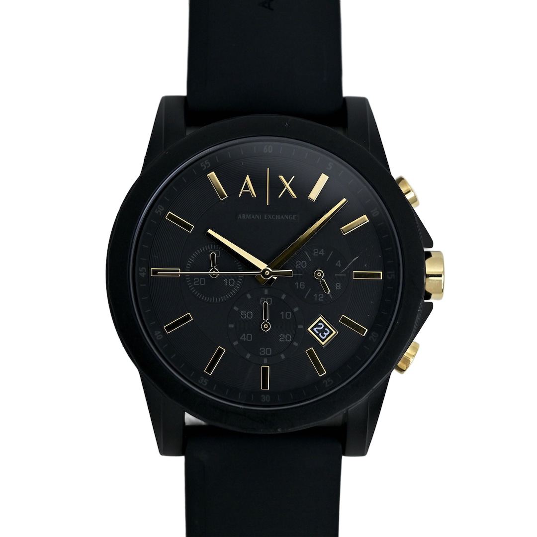 Armani Exchange 44mm Men's Chronograph Wrist Watch AX7105 Black Gold ...