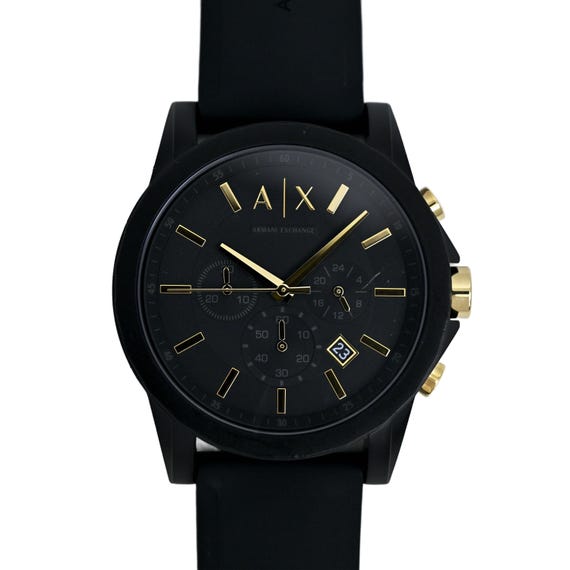 Men Armani Exchange Black and Gold Chronograph Watch main image 1