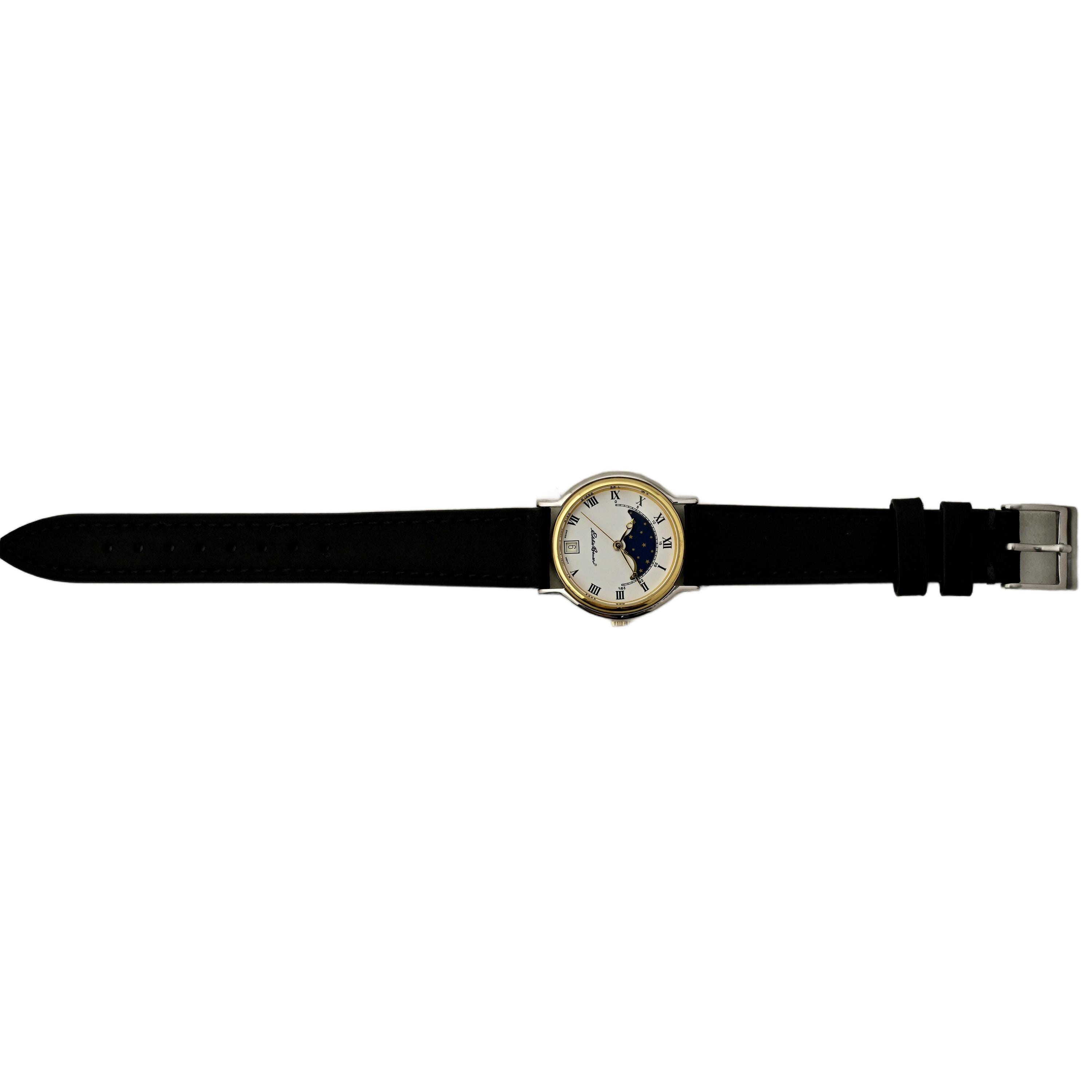 Eddie Bauer Moonphase Swiss Made Vintage Wrist Watch 1990's 34mm