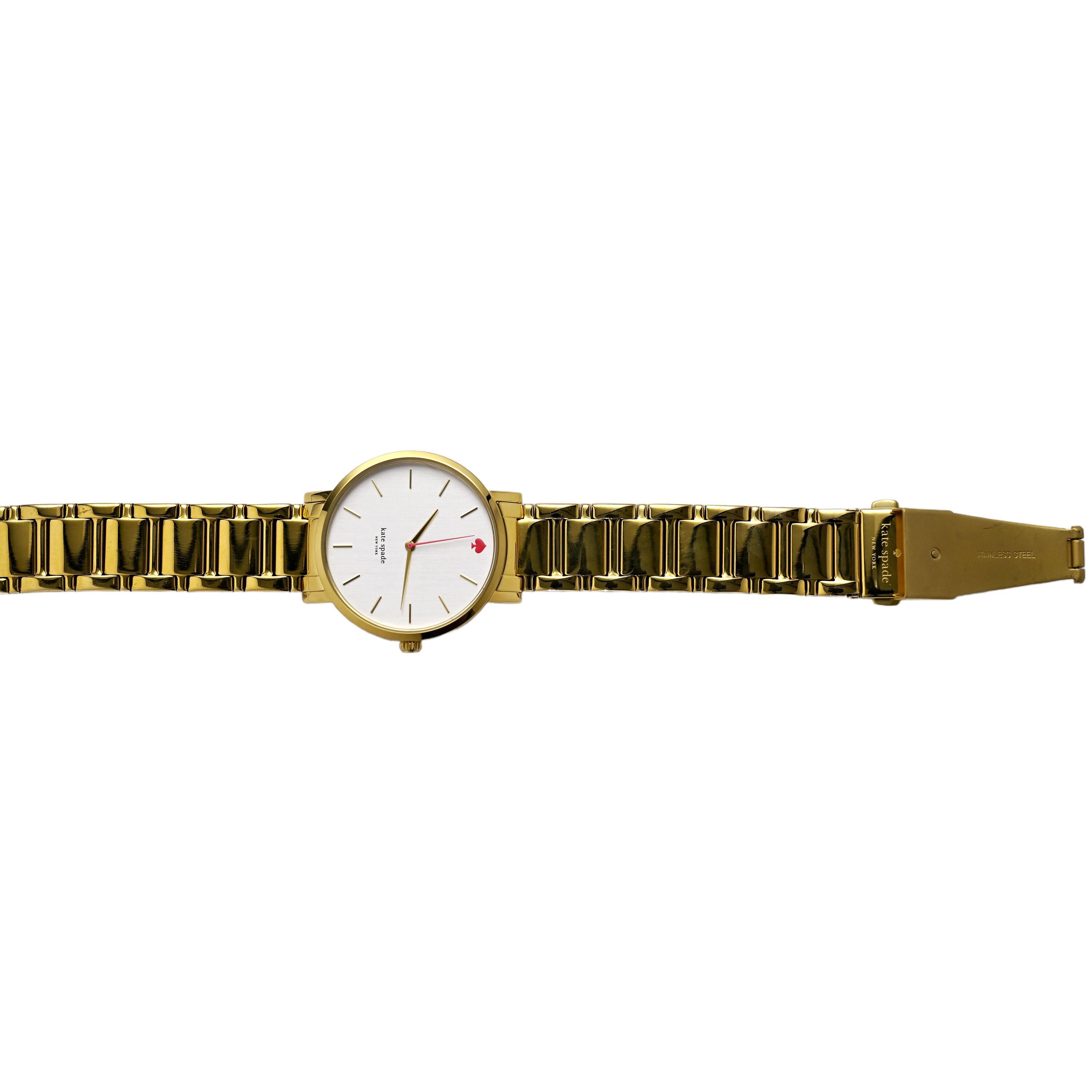 Kate Spade Gold Gramercy Grand Wrist Watch Ladies White Dial