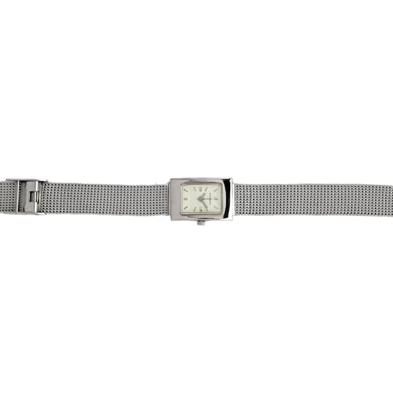 Android Women's Silver Rectangle White Dial Mesh … - image 8