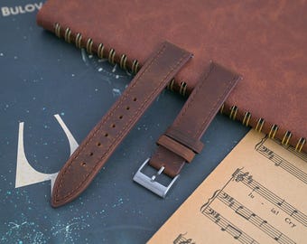 Handmade Top Grain Leather Watch Strap | Quick Release, Stainless Steel Buckle