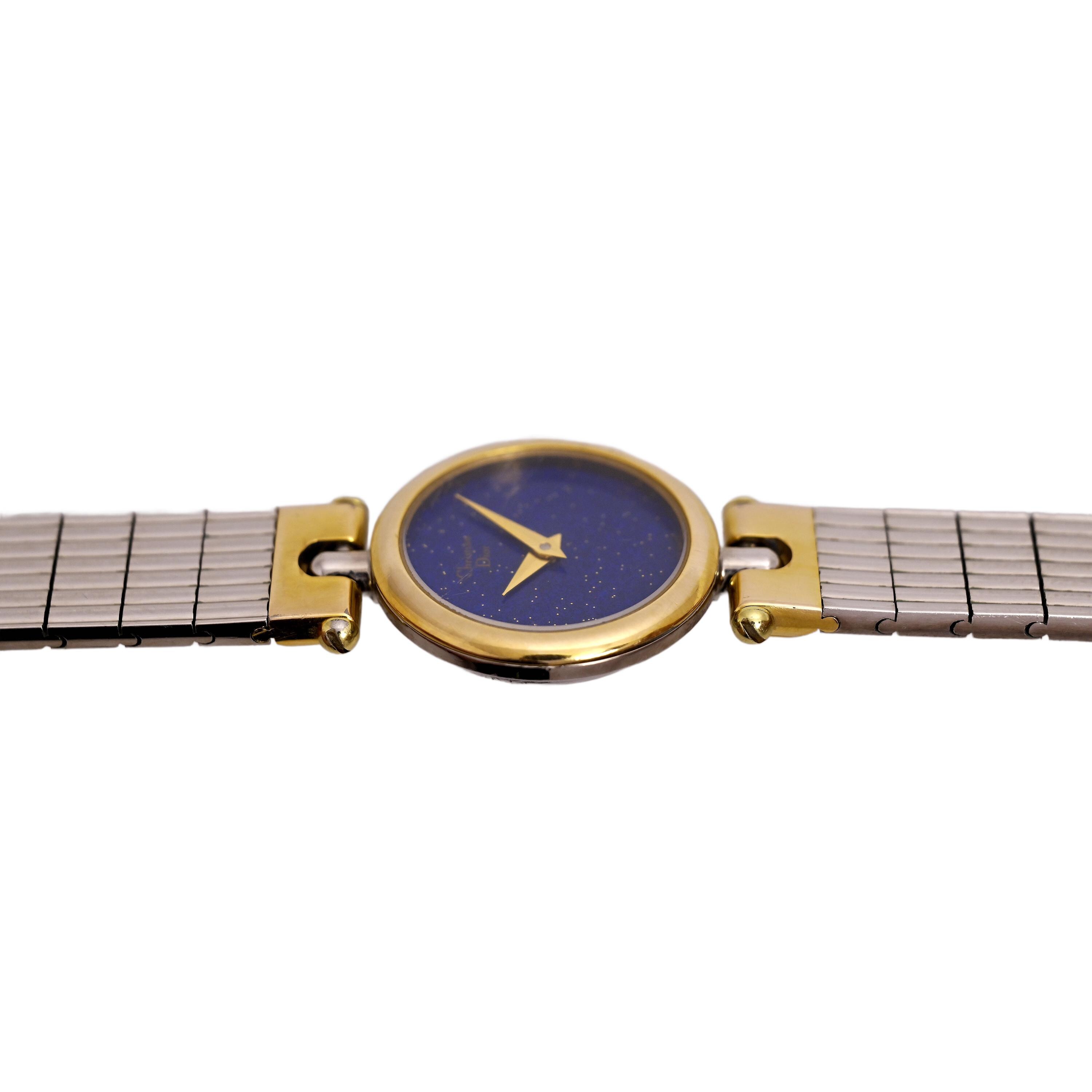 Christian Dior Vintage Two Tone Ladies Swiss Made Blue Starry