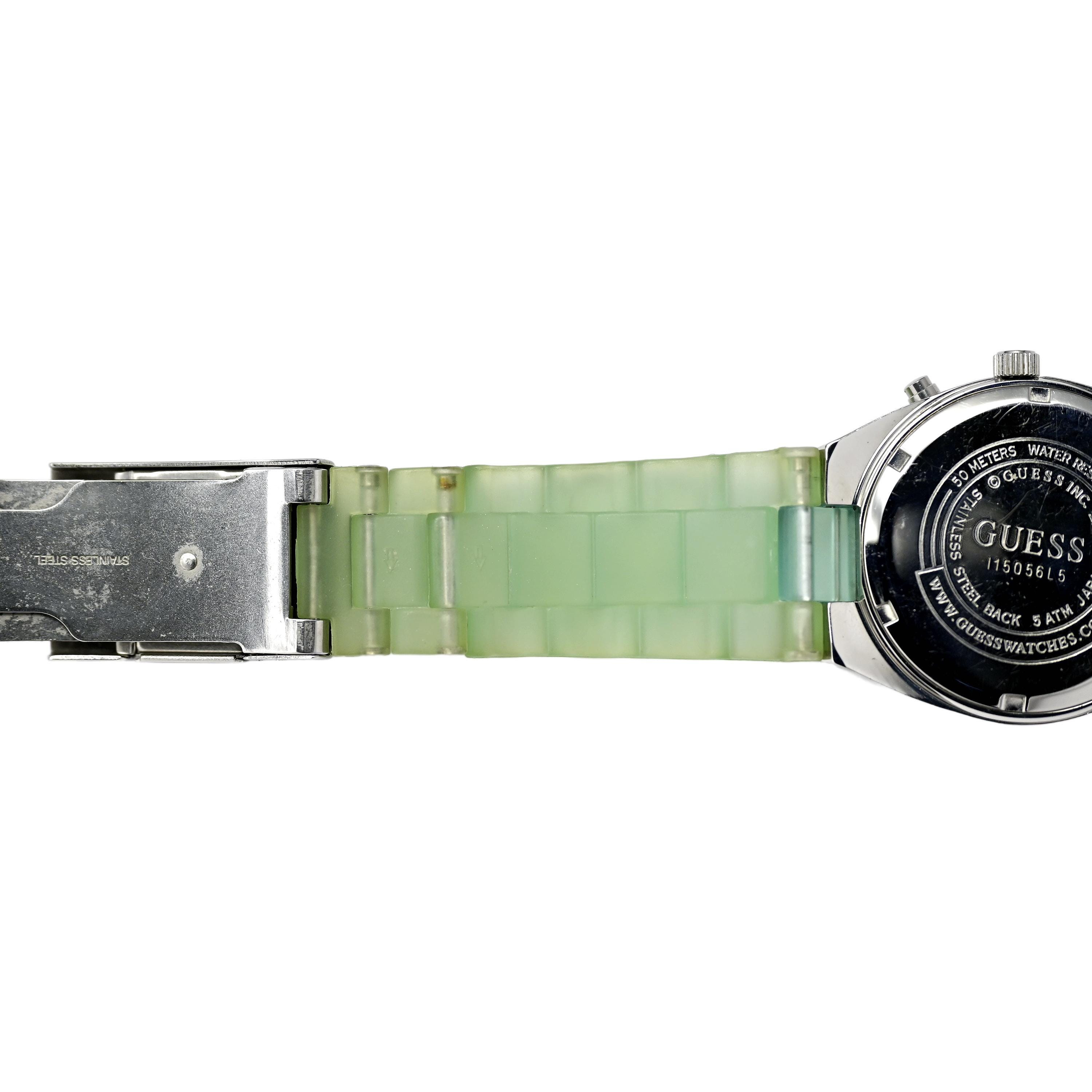Guess Chronograph Swarovski Crystal Bezel Green and Aqua