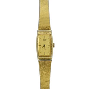 Seiko Ladies Bangle Quartz Gold Plated Vintage 1980&#39;s Tank Wrist Watch