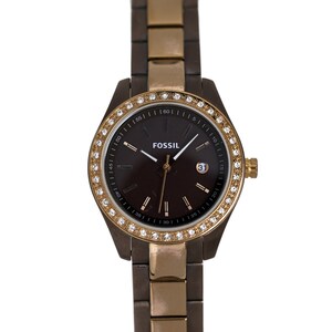 Fossil Ladies Watch Crystal Bezel Brown Dial Two Tone  display picture 1