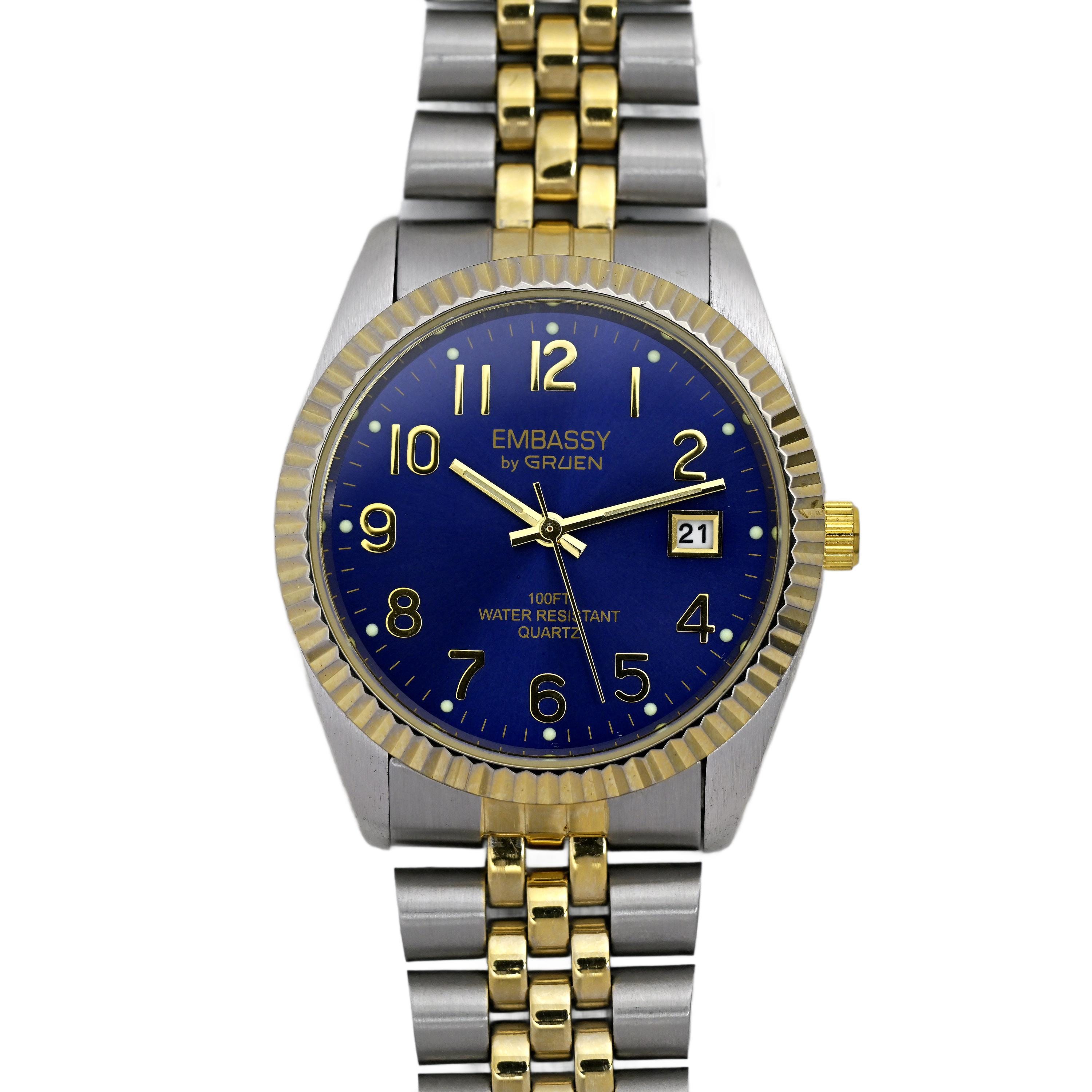 Embassy by Gruen Diamond Chips on 12 and 6  Watch Embassy by Gruen GEM1934L Ladies Tank Watch Black Dial Gold  main image 2