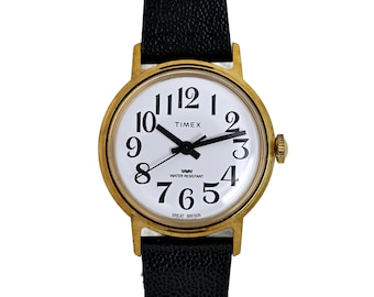 Timex Vintage Sprite Biała tarcza Cyfry arabskie Pozłacane Lata 80. 30 mm Nakręcany
