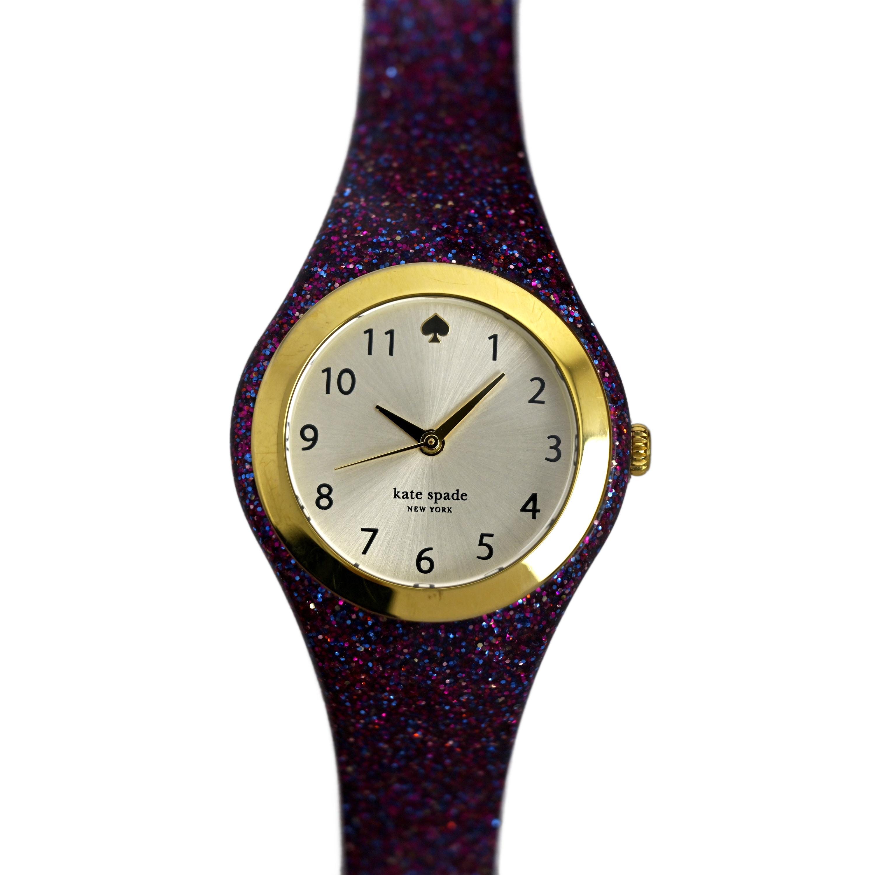 Kate Spade New York Ladies Glitter Purple Rubber Wrist Watch 