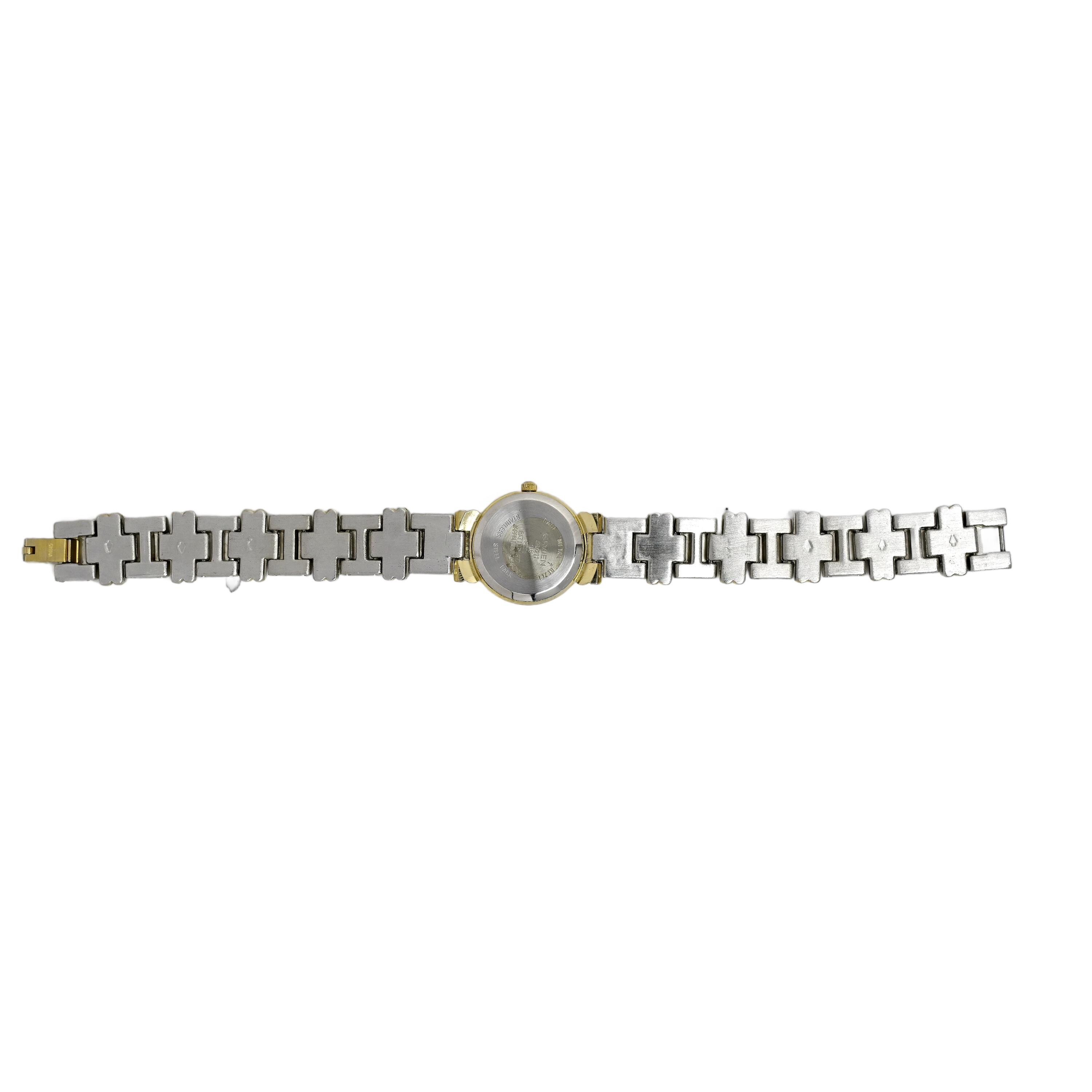 Gruen Vintage Ladies Two Tone Wrist Watch 1990s Japan Gruen two tone 10k gold ladies cocktail watch with diamond  main image 3