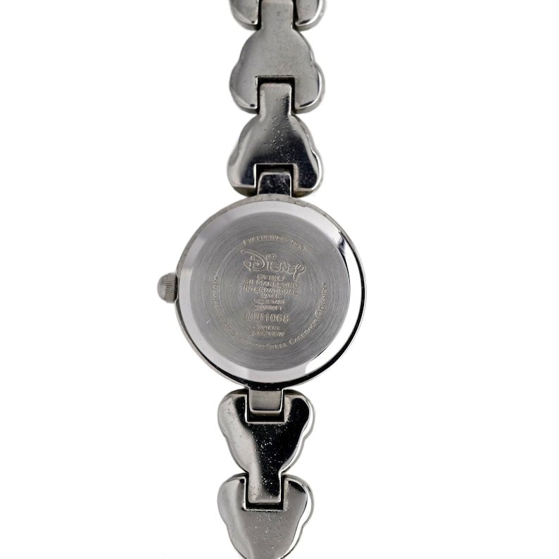 Disney Ladies Silver Watch White Dial Mickey Mouse Heart Link 5 5 inch Bracelet image 4