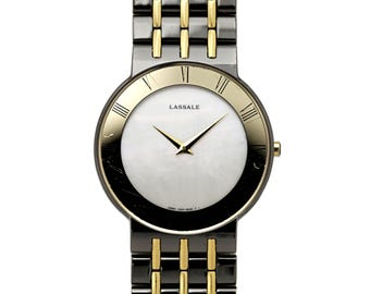 Lassale Seiko Two-Tone White Dial Men's 1990's Vintage Dress 7N00-6B39