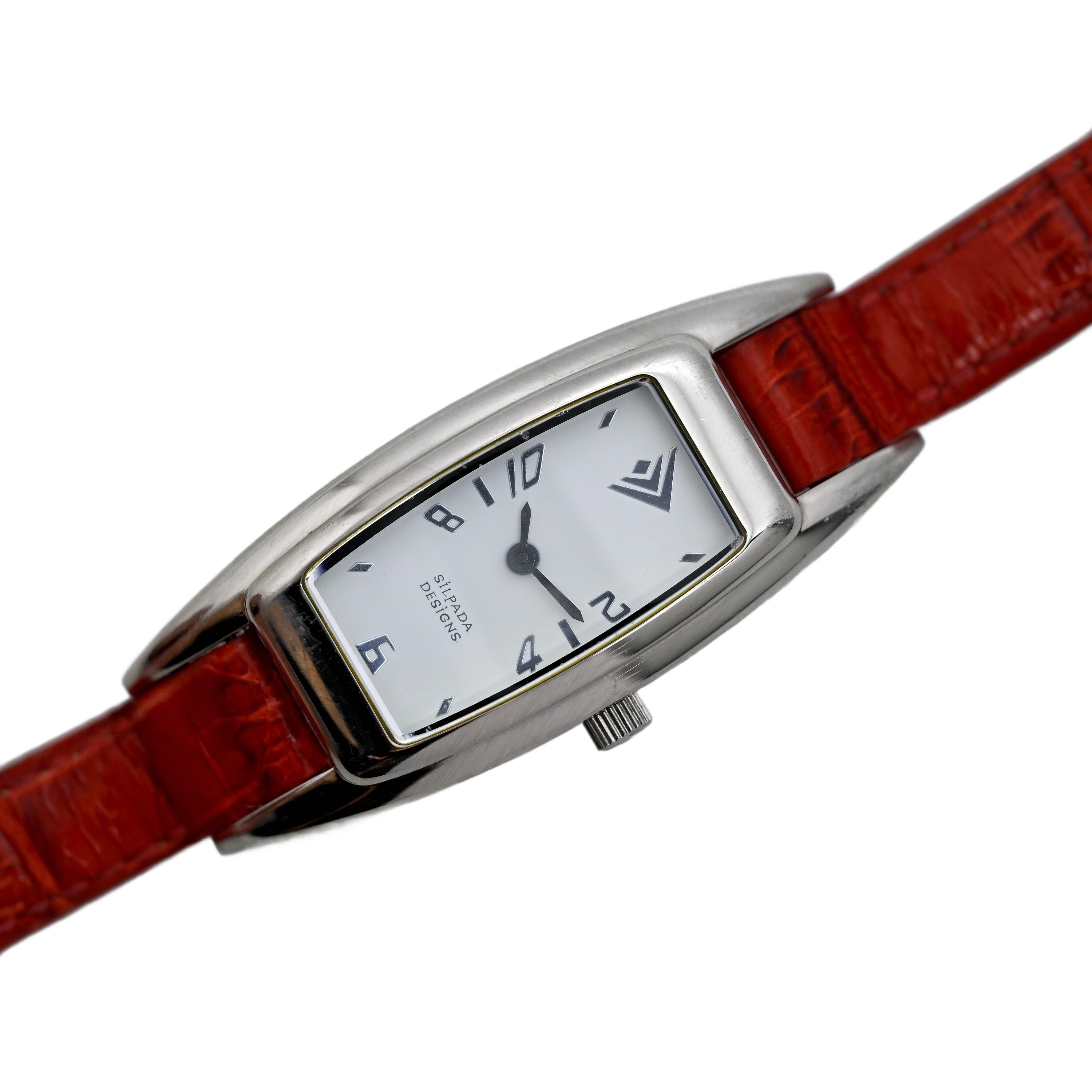Silpada Designs Ladies Tank Red Genuine Leather Wrist Watch  display picture 3