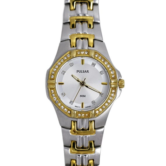 Pulsar Silver and White Crystal-Bezel Stainless Watch 50m s-l400.jpg main image 2