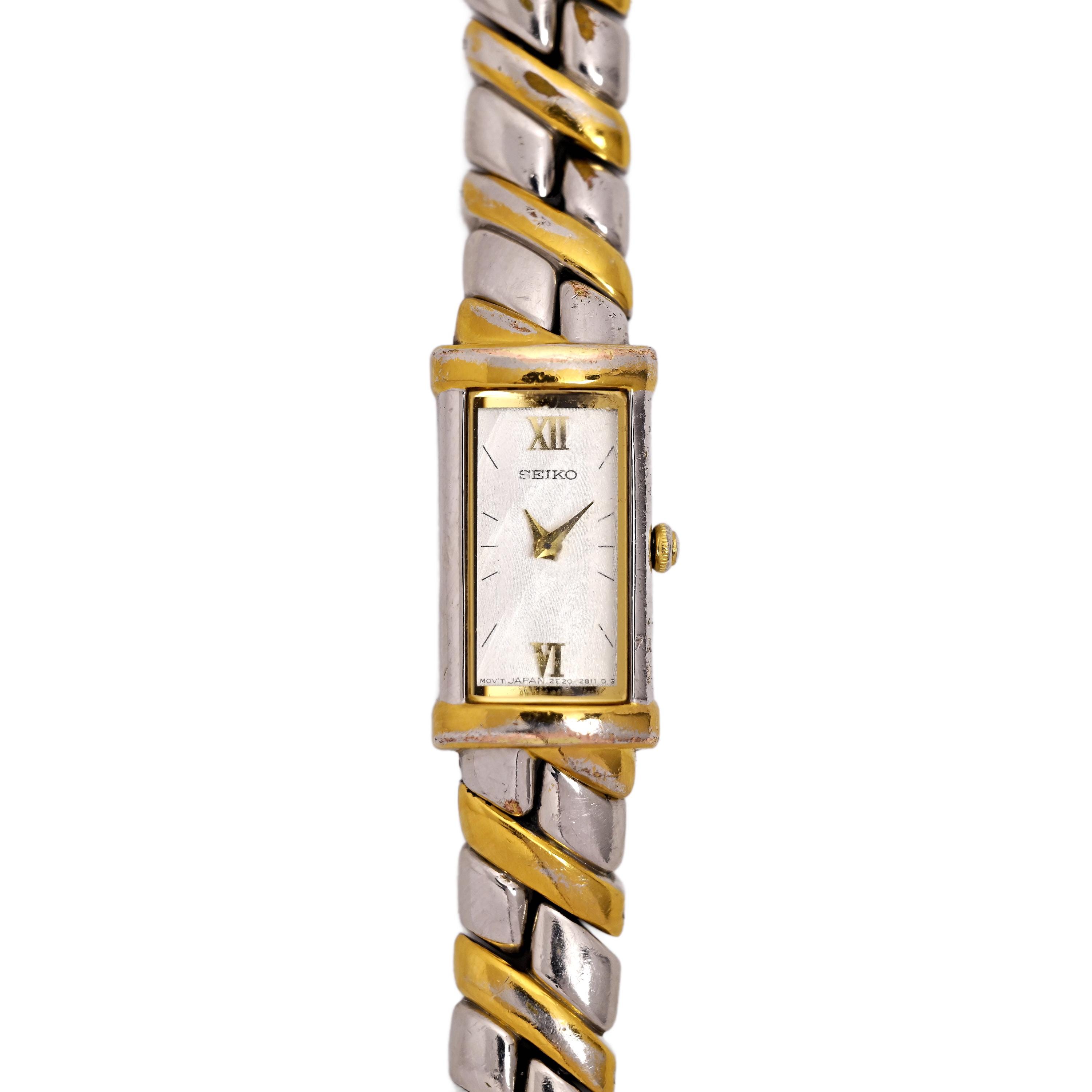 時計 90s archive SEIKO ladies bracelet Watch Seiko Ladies Watch Vintage Two Tone Bracelet Silver Dial