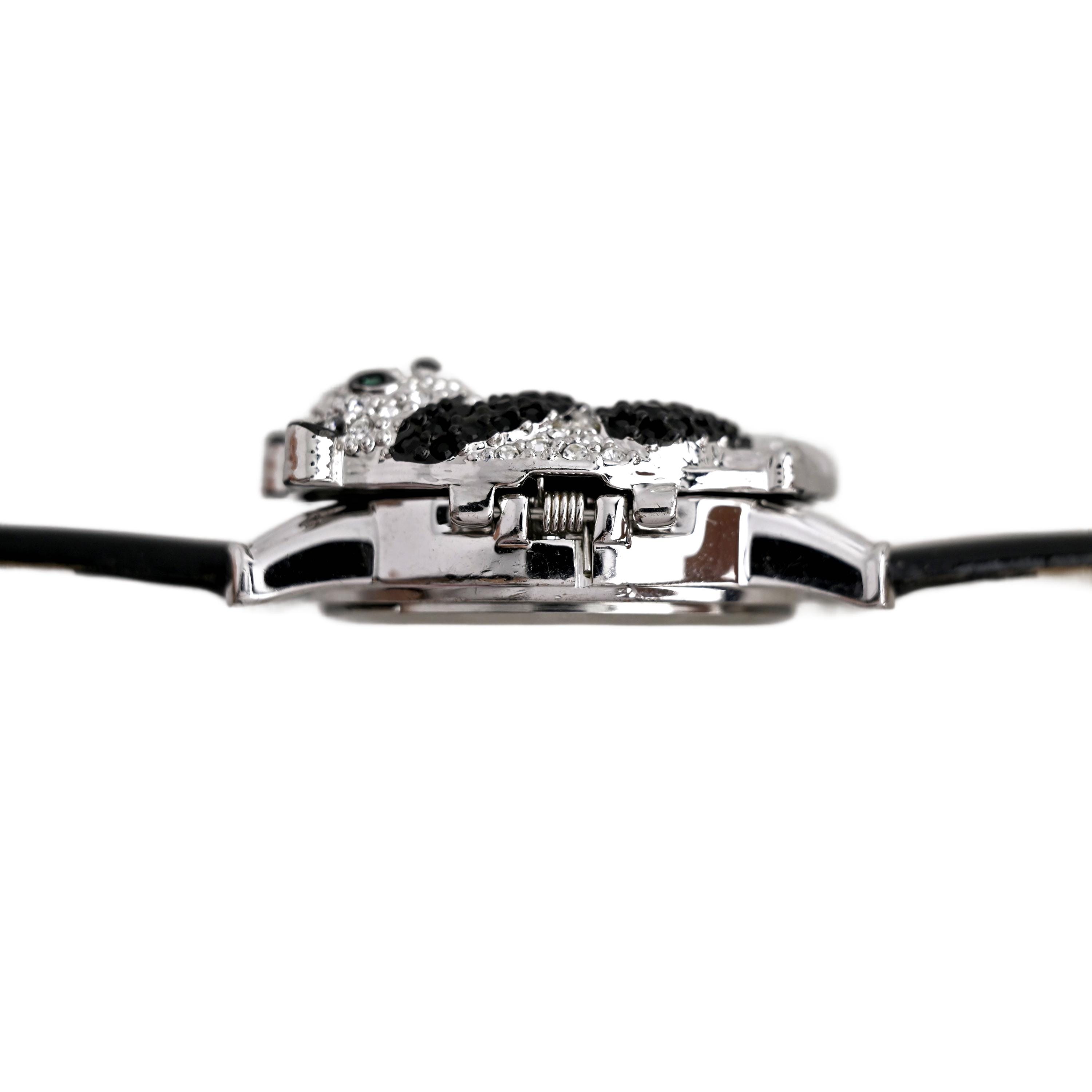 Victoria Wieck Crystal Panda Design Black Dial Bamboo 