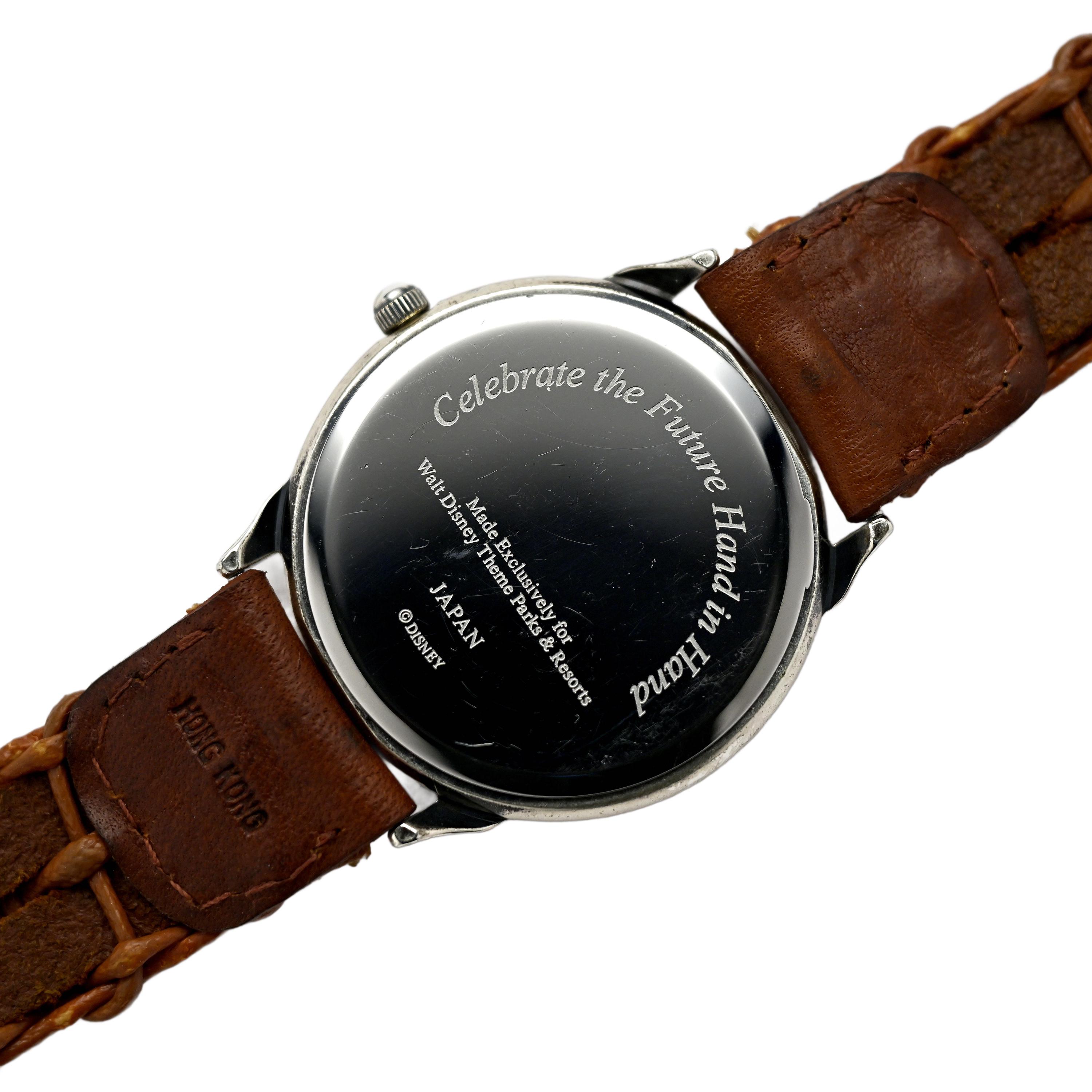 Disney 2000/Millennium Celebration Watch. Brown. Walt Disney Watch 2000 Celebration Pewter-look Brown Leather  main image 2