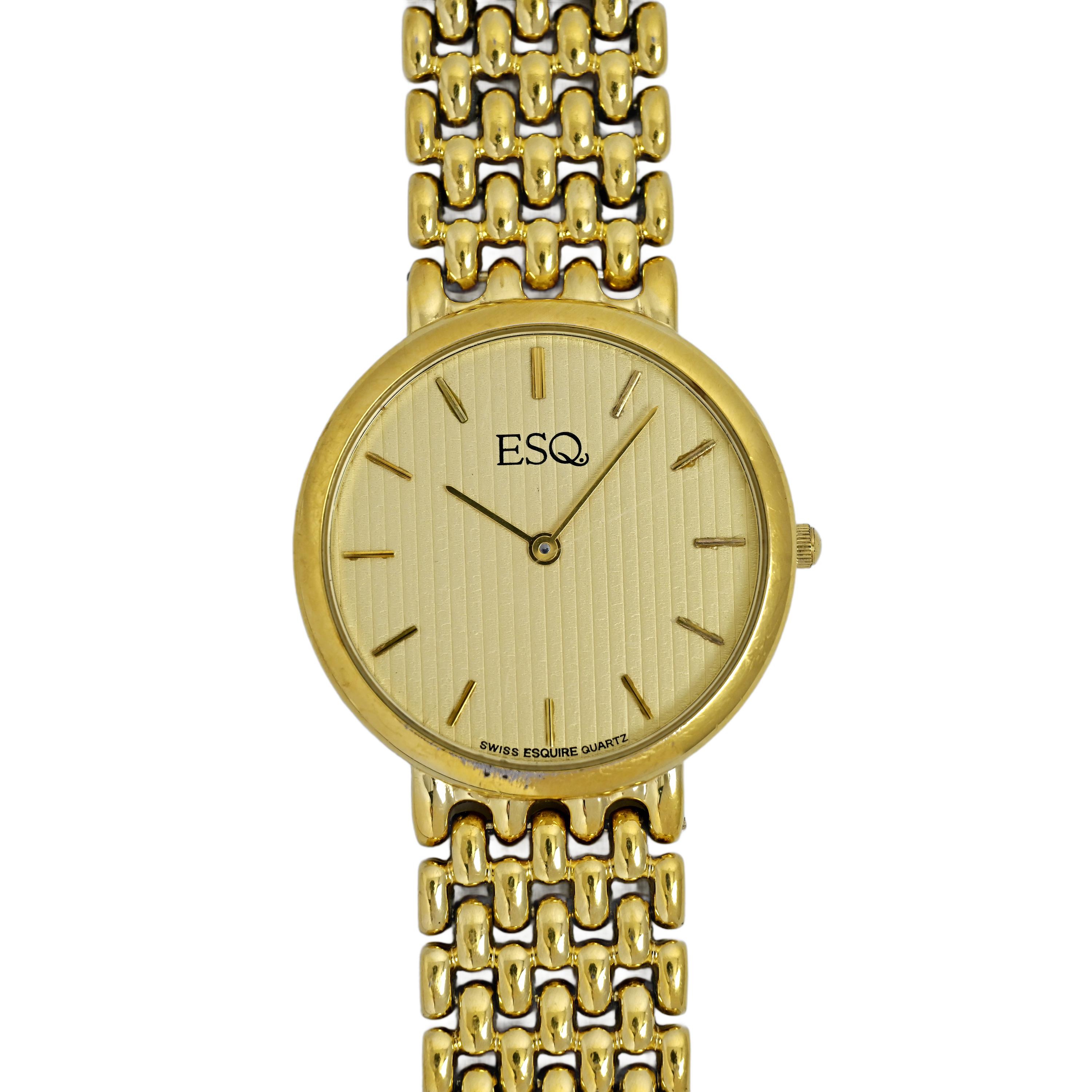 Gold Esq Swiss Movado Quartz Watch Vintage Rare Special Edition