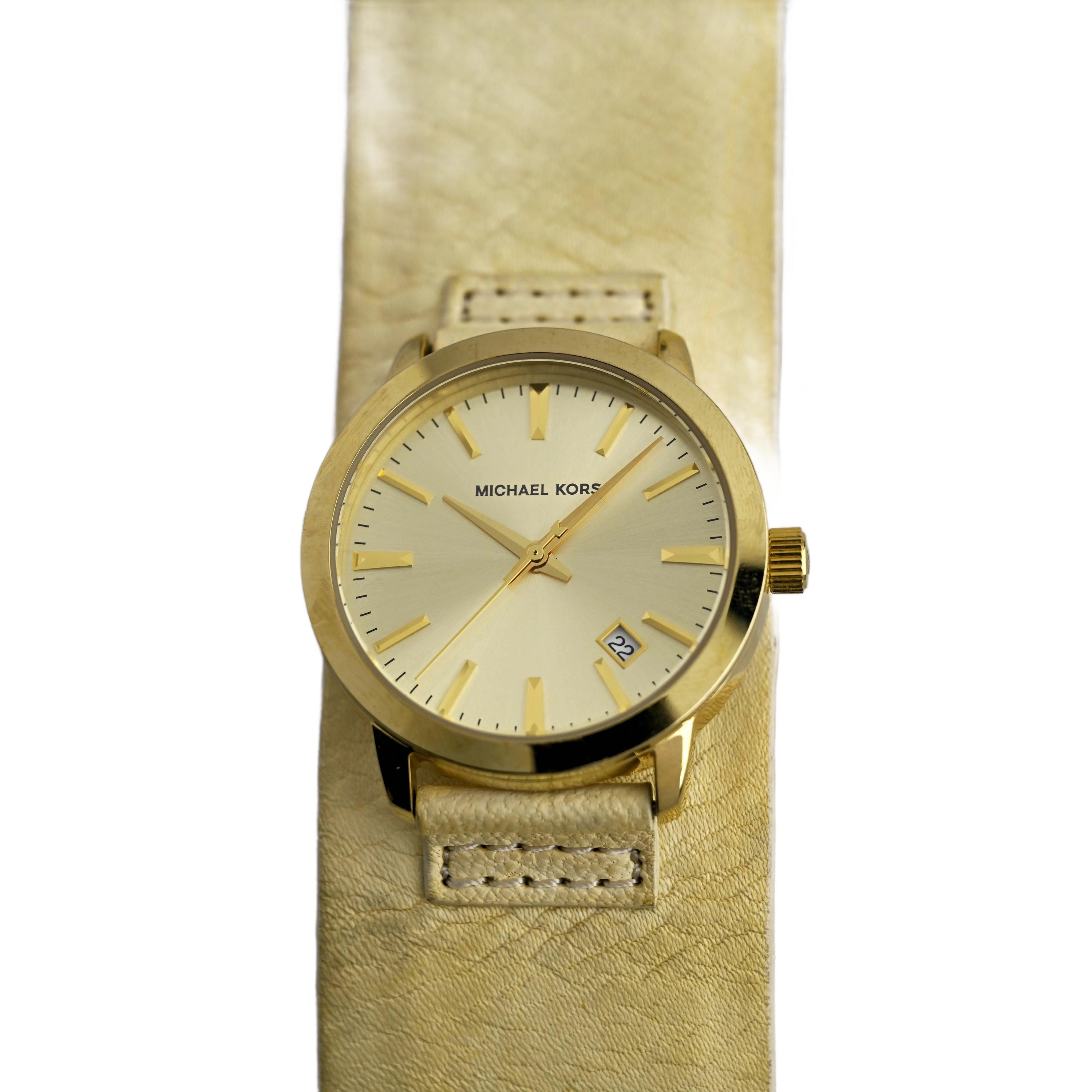 Michael Kors Gold Toned/Leather Watch Michael Kors Gold Tone Square Watch with Leather Strap main image 2