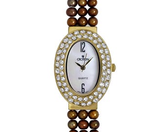 Croton Gold Plated Ladies Vintage 1990's Wrist Watch Mother of Pearl Dial