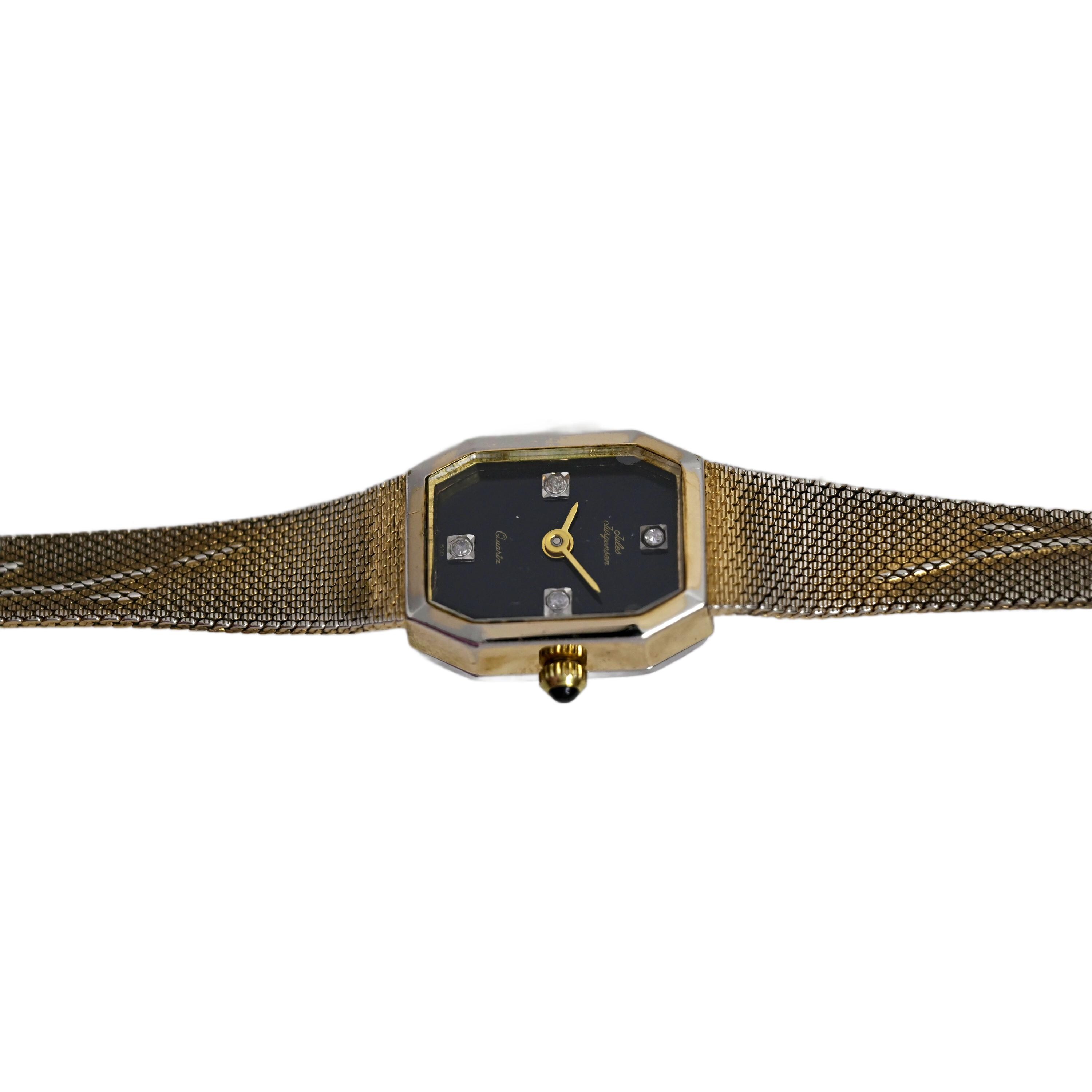 Jules Jurgensen Two-tone Black Diamond Dial Gold Mesh  display picture 1