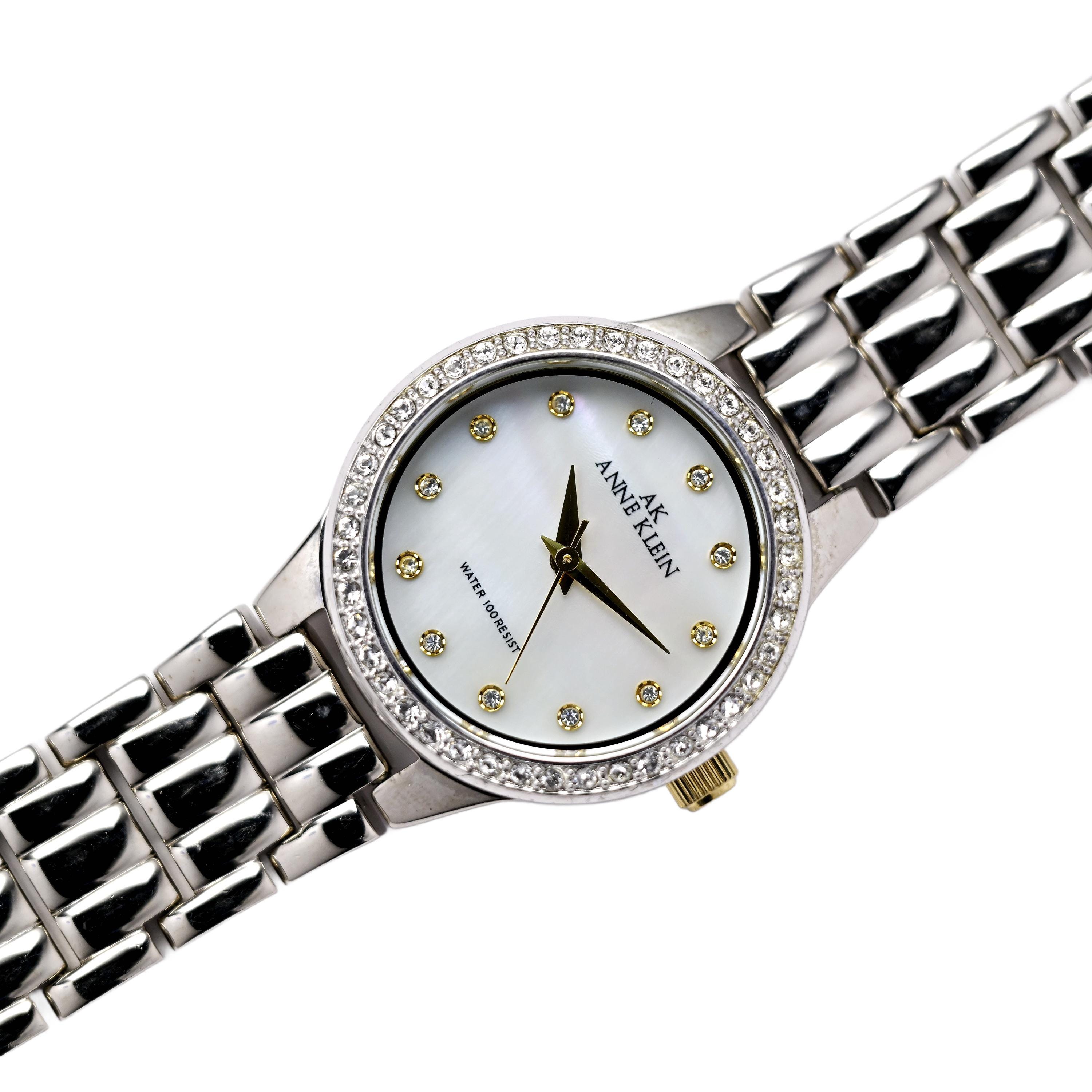 Anne Klein Mother of Pearl Dial Diamond Bezel Quartz Watch 