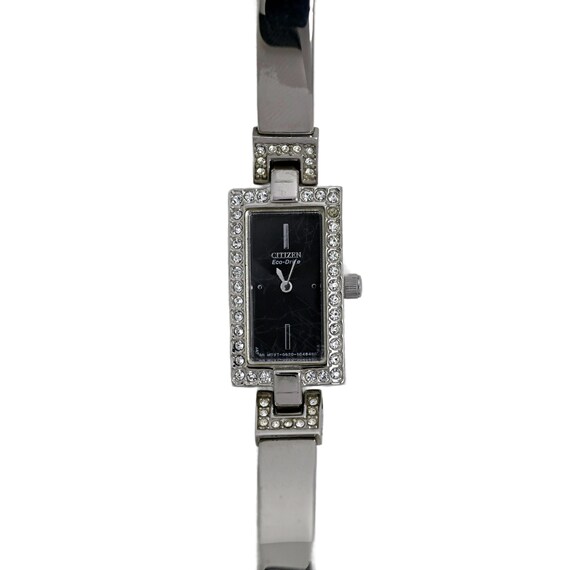 Citizen Eco-drive Watch Crystal Bezel Black Dial Silver  display picture 3