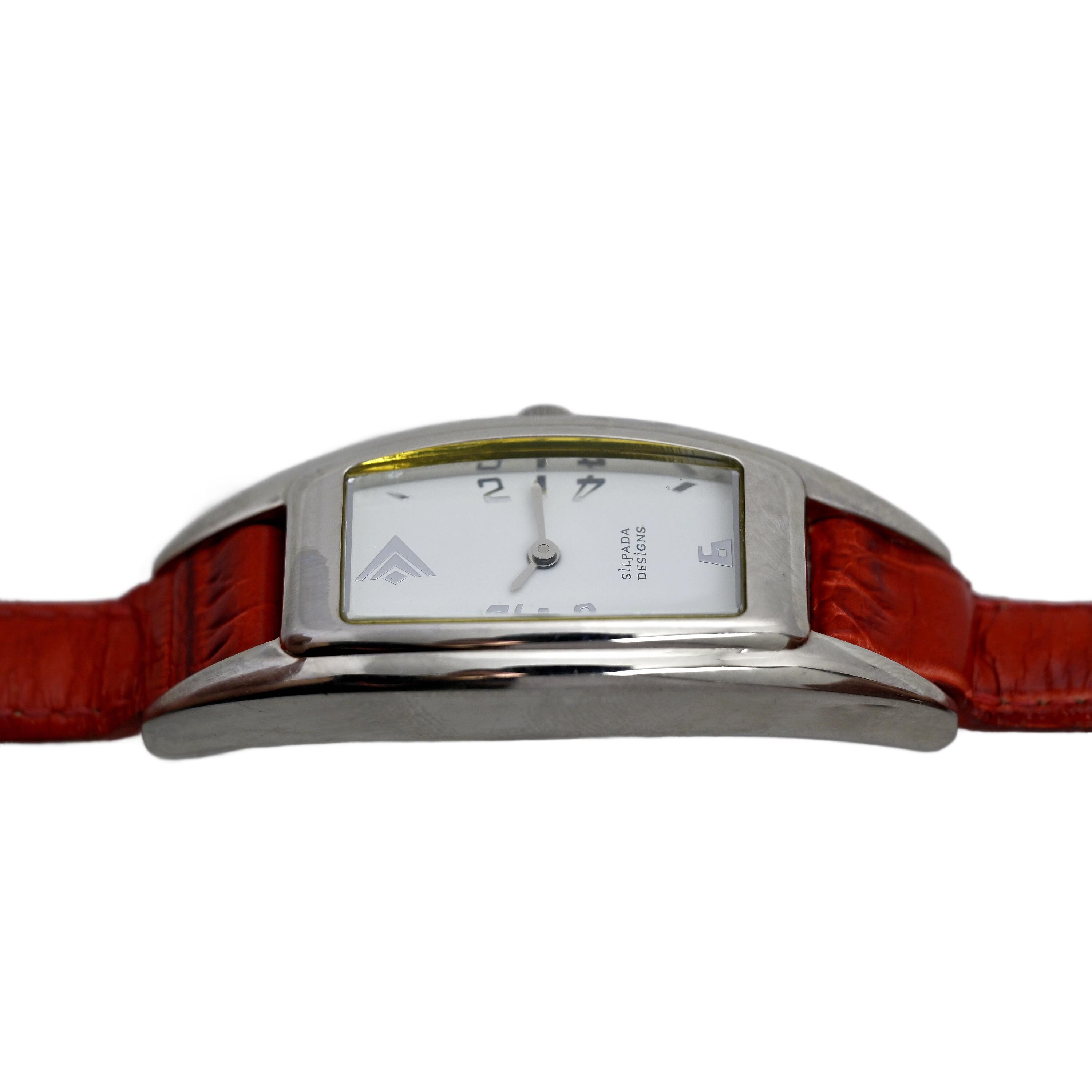 Silpada Designs Ladies Tank Red Genuine Leather Wrist Watch  display picture 2