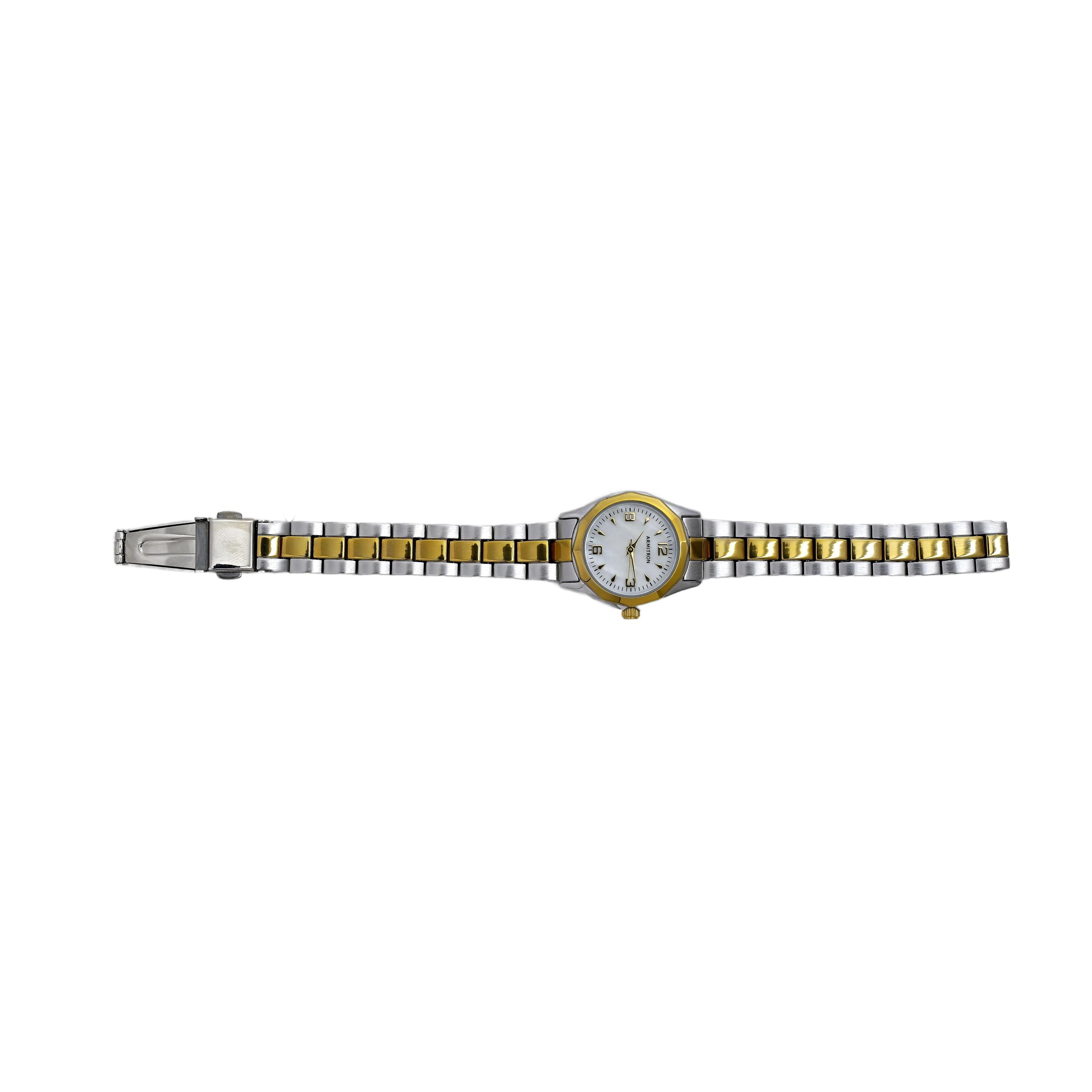 Armitron Ladies Mother of Pearl Dial Vintage Wrist Watch 27mm 217* Armitron Diamond, Mother of Pearl, Two Tone Gold and  main image 3