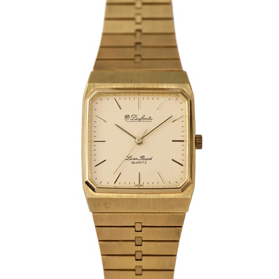 Dufonte by Lucien Piccard Vintage 90's Gold Plated Tank Quartz