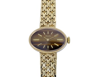 Rhonda Tigers Eye Rare Vintage Ladies Gold Plated Watch Incabloc 17 Jewels Swiss