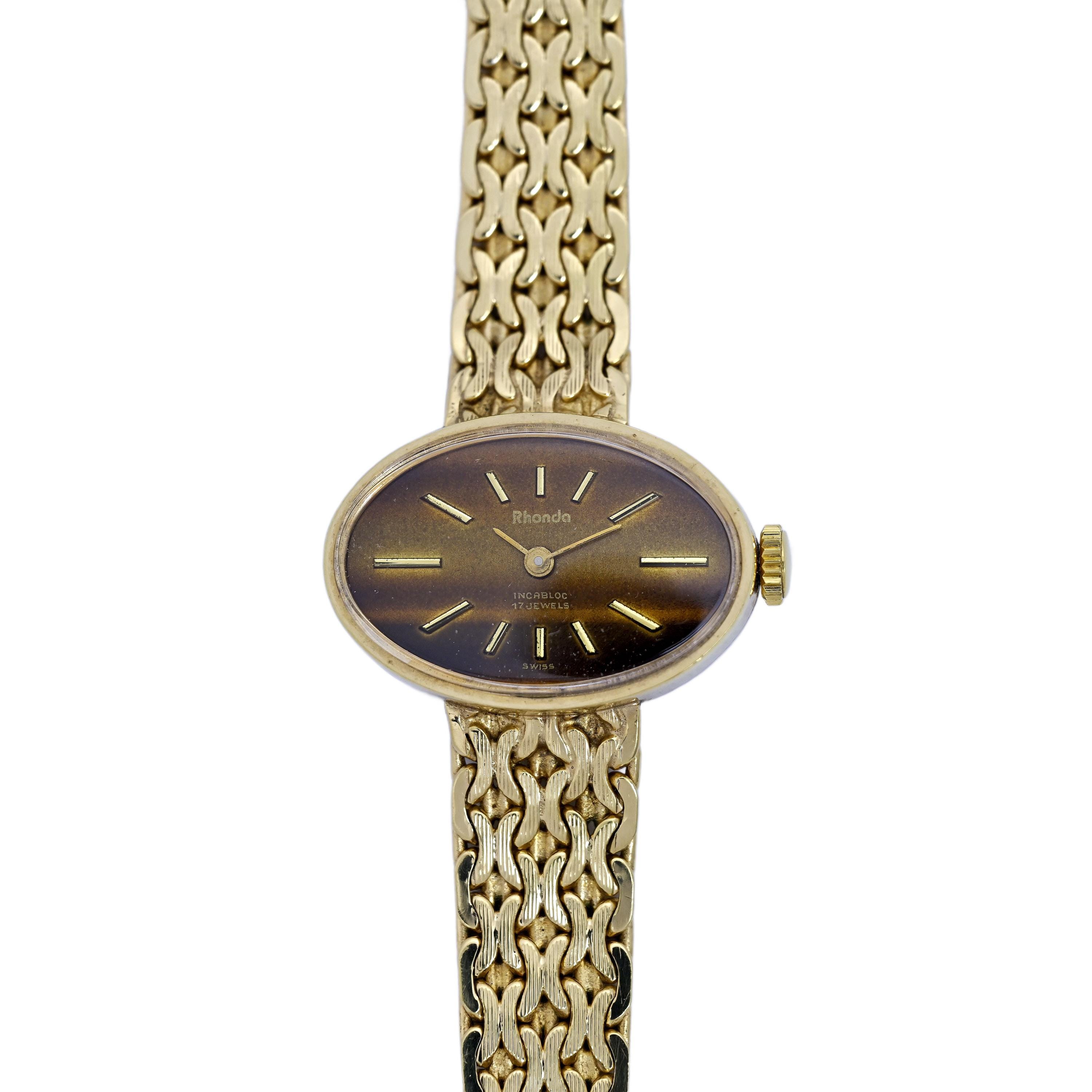 Rhonda Tigers Eye Rare Vintage Ladies Gold Plated Watch 