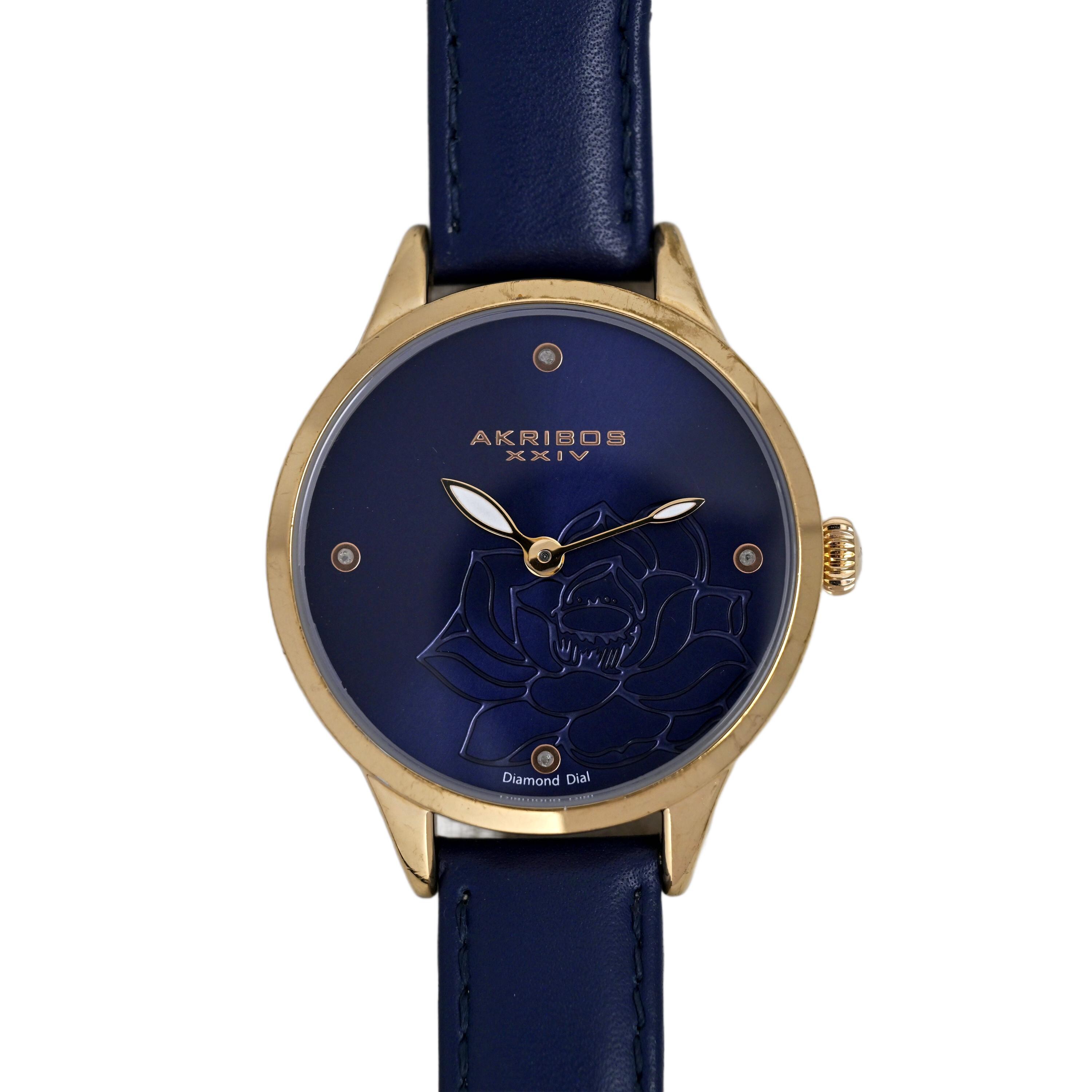 Akribos XXIV Ladies Wrist Watch Black/Gold Tone Analog Multi Function Watch Vintage Akribos XXIV Date and Time Ladies Watch. Textured  main image 4